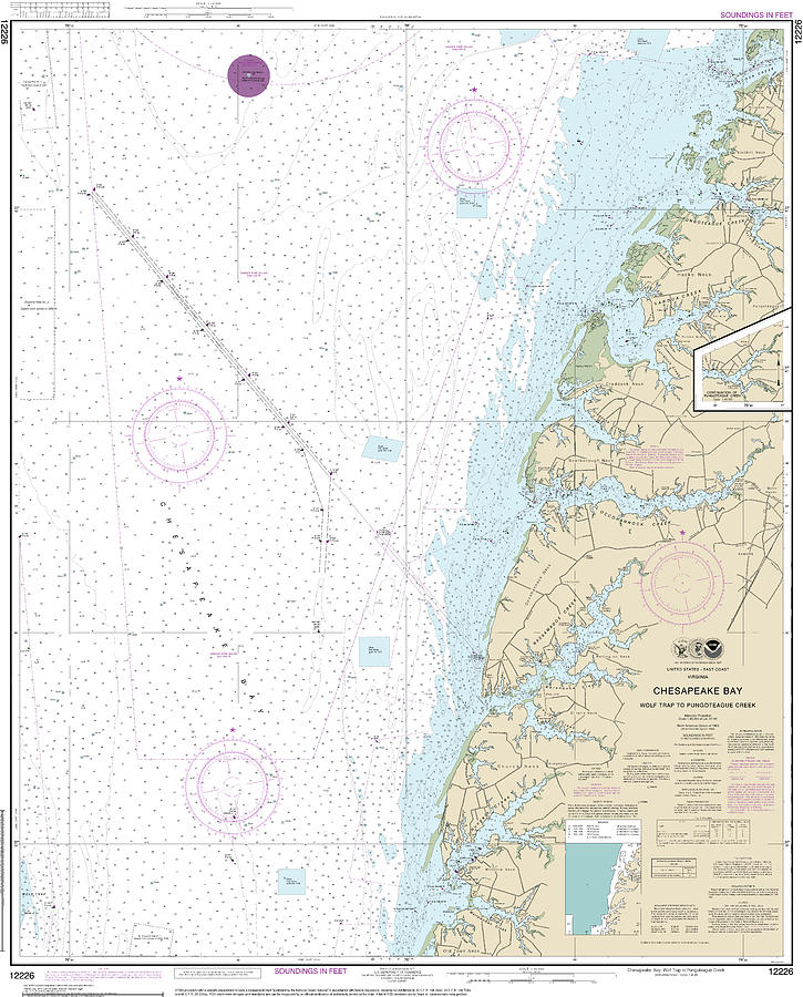 M3 Mixed Media - Nautical Chart-12226 Chesapeake Bay Wolf Trap-pungoteague Creek by Bret Johnstad