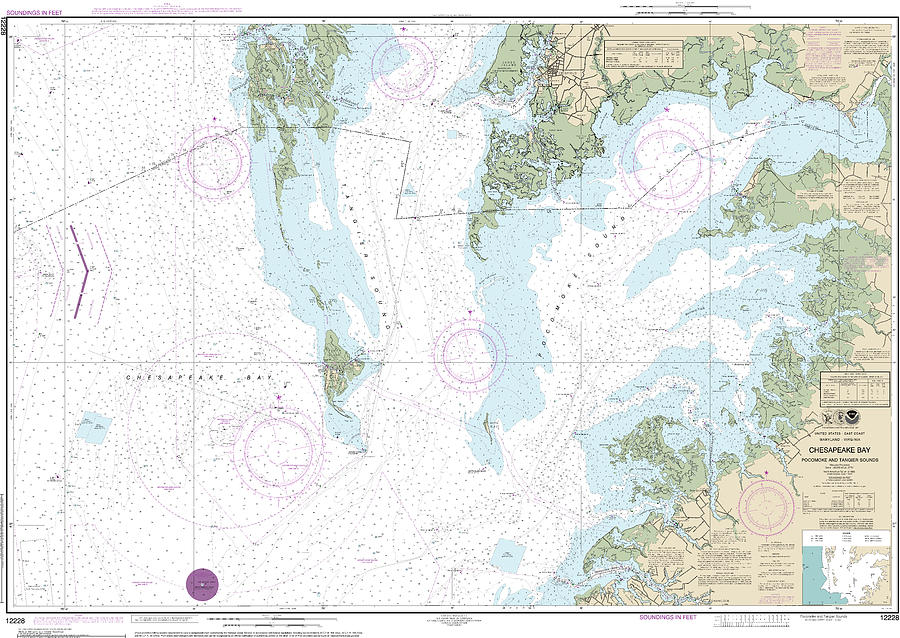 Nautical Chart-12228 Chesapeake Bay Pocomoke-tangier Sounds Mixed Media ...