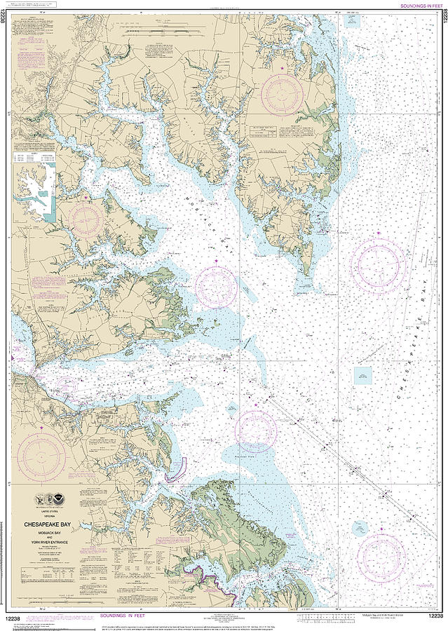 Nautical Chart-12238 Chesapeake Bay Mobjack Bay-york River Entrance ...