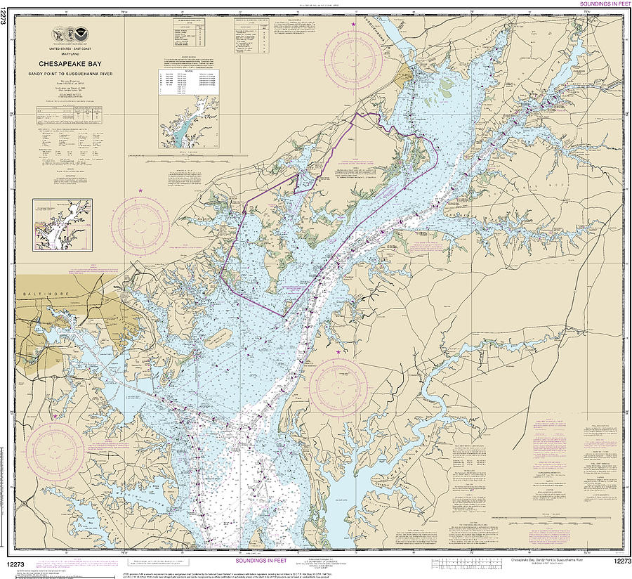 Nautical Chart-12273 Chesapeake Bay Sandy Point-susquehanna River Mixed ...