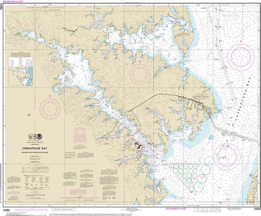 Nautical Chart-12282 Chesapeake Bay Severn-magothy Rivers Mixed Media ...