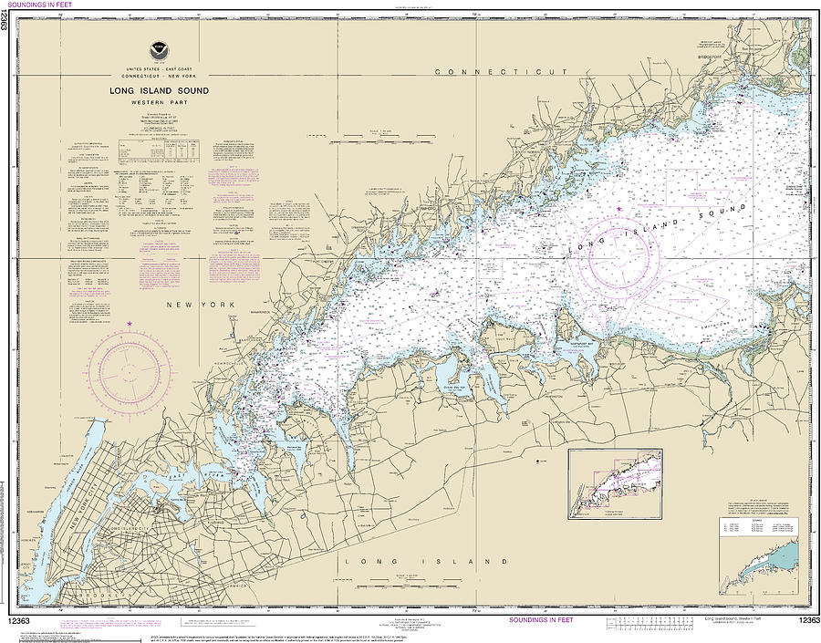 Nautical Chart-12363 Long Island Sound Western Part Mixed Media by Sea ...