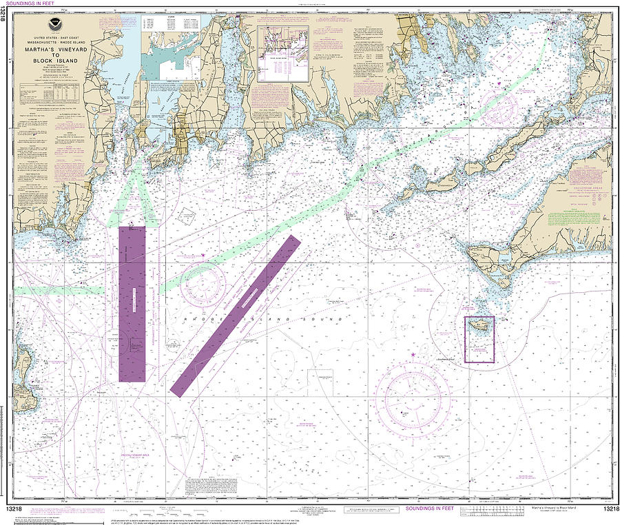 Nautical Chart-13218 Marthas Vineyard-block Island Mixed Media by Sea ...