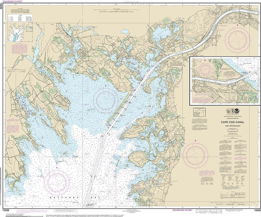 Nautical Chart-13236 Cape Cod Canal-approaches Mixed Media by Sea Koast