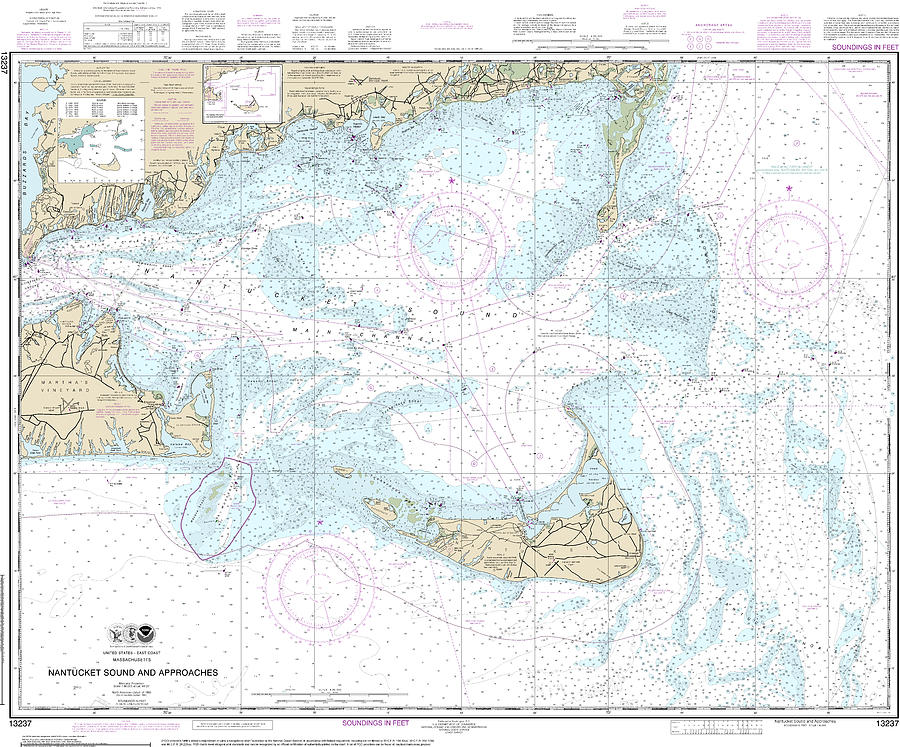 Nautical Chart-13237 Nantucket Sound-approaches Mixed Media by Sea ...