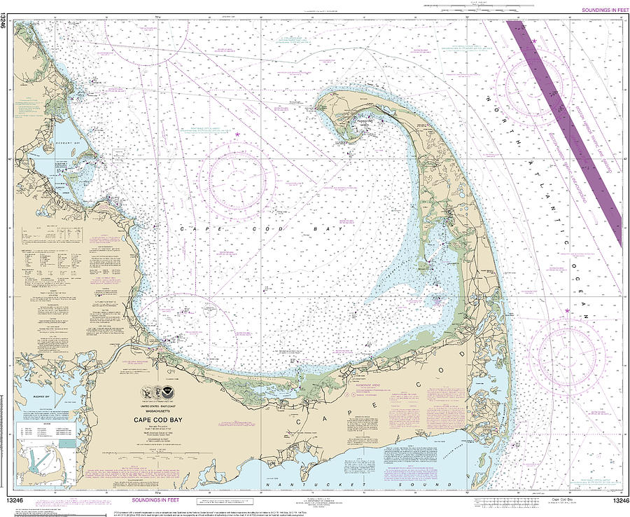 Cape Cod Bay Mixed Media - Nautical Chart-13246 Cape Cod Bay by Bret Johnstad