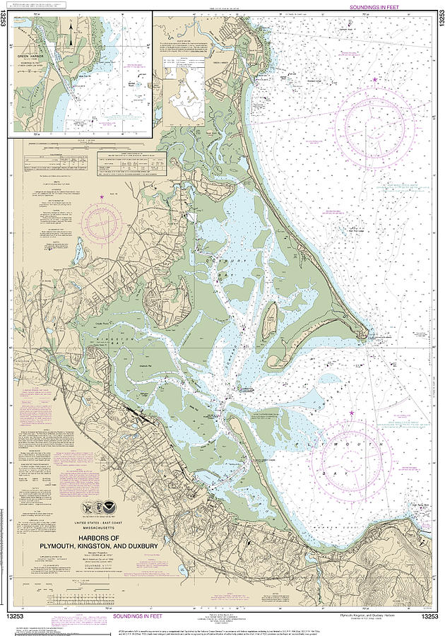 Nautical Chart-13253 Harbors-plymouth, Kingston-duxbury, Green Harbor ...