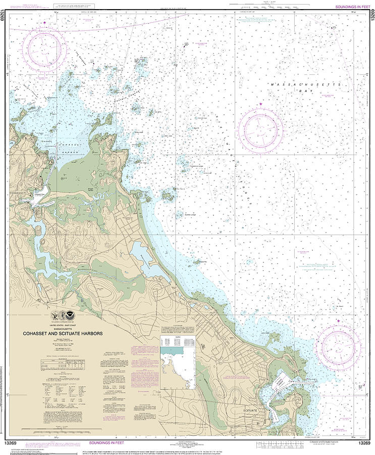 Cohasset Mixed Media - Nautical Chart-13269 Cohasset-scituate Harbors by Bret Johnstad