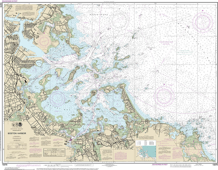 Nautical Chart-13270 Boston Harbor Mixed Media by Sea Koast | Pixels