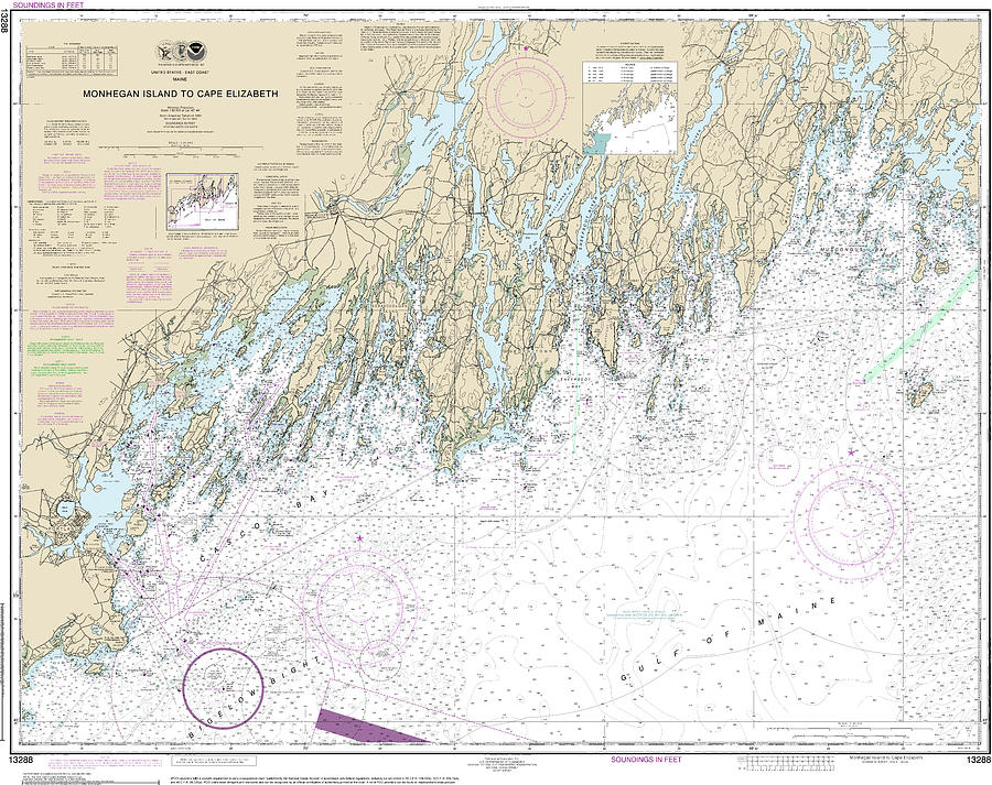 Nautical Chart-13288 Monhegan Island-cape Elizabeth Mixed Media by Sea ...