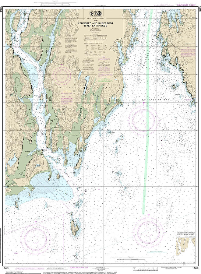 Nautical Chart-13295 Kennebec-sheepscot River Entrances Mixed Media by ...