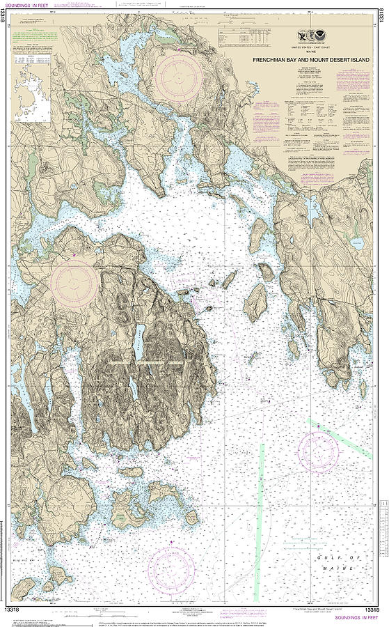 Nautical Chart-13318 Frenchman Bay-mount Desert Lsland Mixed Media By 