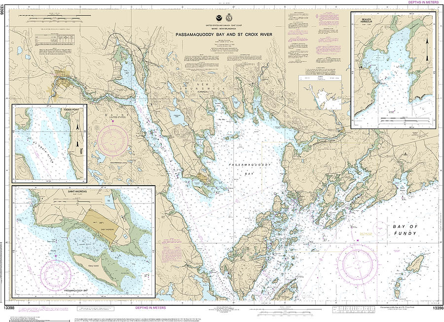 Passamaquoddy Bay Mixed Media - Nautical Chart-13398 Passamaquoddy Bay-st Croix River, Beaver Harbor, Saint Andrews, Todds Point by Bret Johnstad