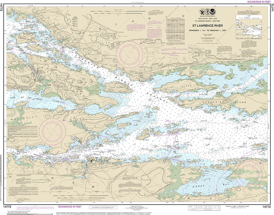 Nautical Chart-14772 Ironsides L, Ny,-bingham L, Ont Mixed Media by Sea ...