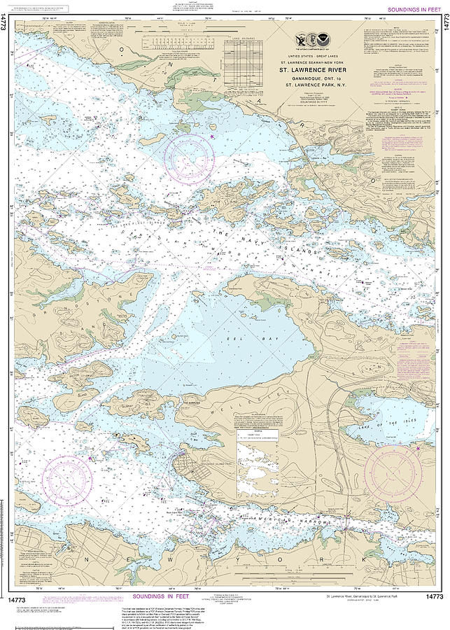 Nautical Chart-14773 Gananoque, Ont,-st Lawrence Park Ny Mixed Media by ...