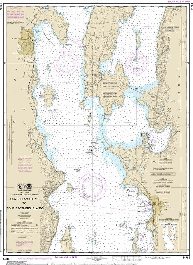 Nautical Chart-14782 Cumberland Head-four Brothers Islands Mixed Media ...