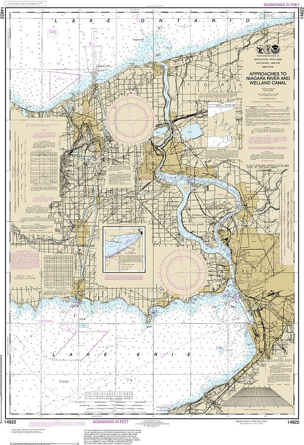 Nautical Chart-14822 Approaches-niagara River-welland Canal Mixed Media ...