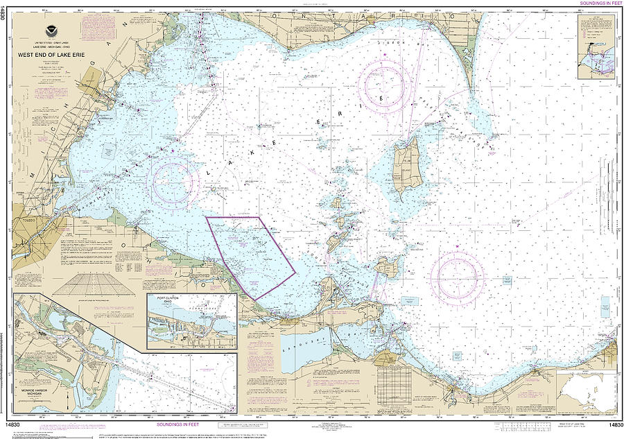 Nautical Chart-14830 West End-lake Erie, Port Clinton Harbor, Monroe ...