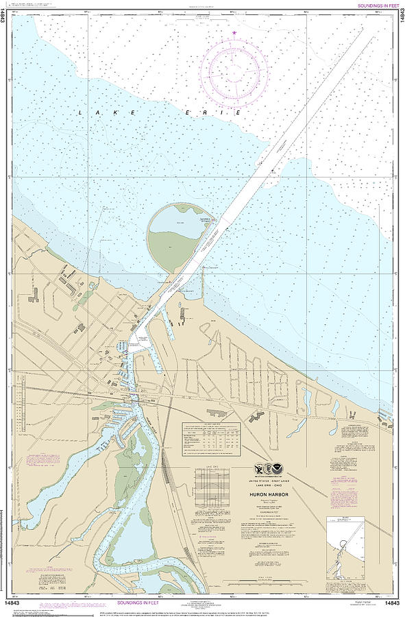 Nautical Chart-14843 Huron Harbor Mixed Media by Bret Johnstad - Pixels