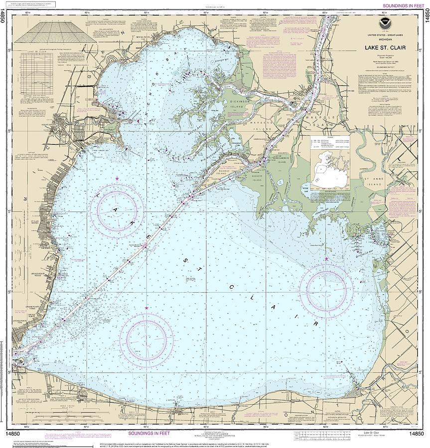 Nautical Chart-14850 Lake St Clair Mixed Media By Sea Koast | Fine Art ...