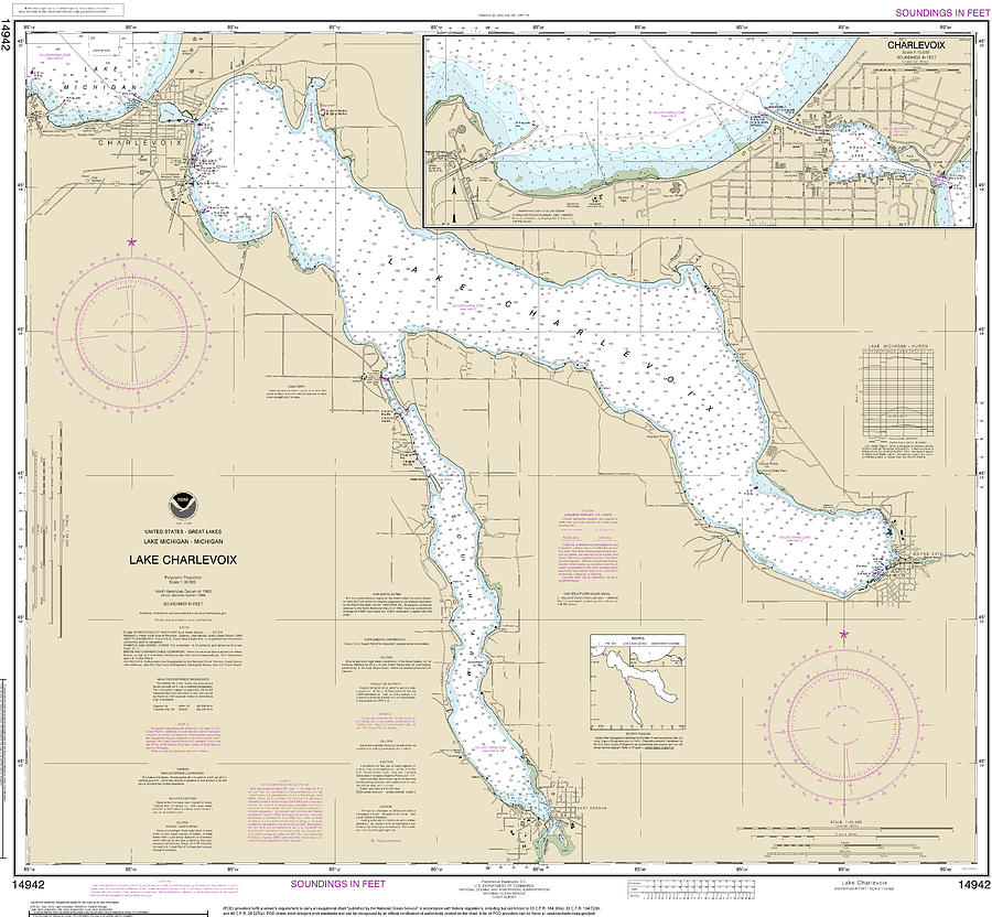 Nautical Chart-14942 Lake Charlevoix, Charlevoix, South Point-round ...