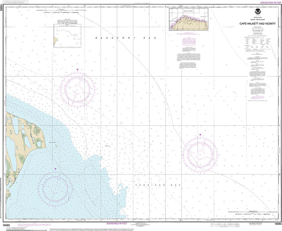 Nautical Chart-16065 Cape Halkett-vicinity Mixed Media by Sea Koast ...