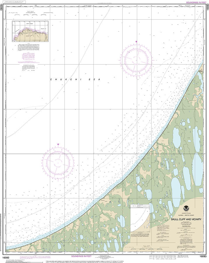 Nautical Chart Mixed Media - Nautical Chart-16083 Skull Cliff-vicinity by Bret Johnstad