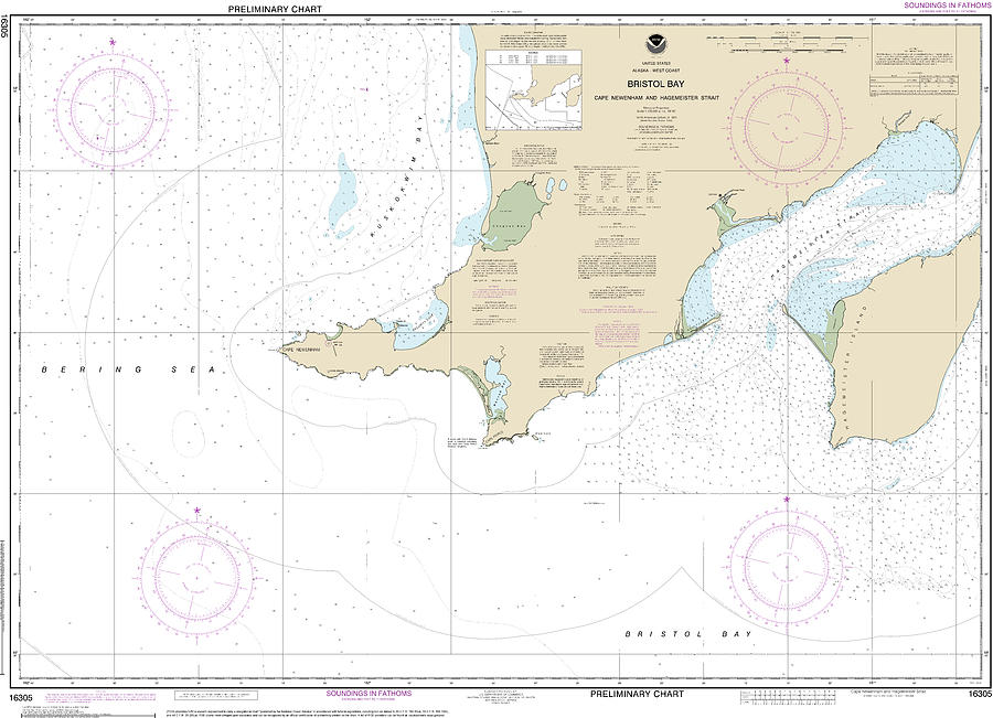 Nautical Chart-16305 Bristol Bay-cape Newenham-hagemeister Strait Mixed ...