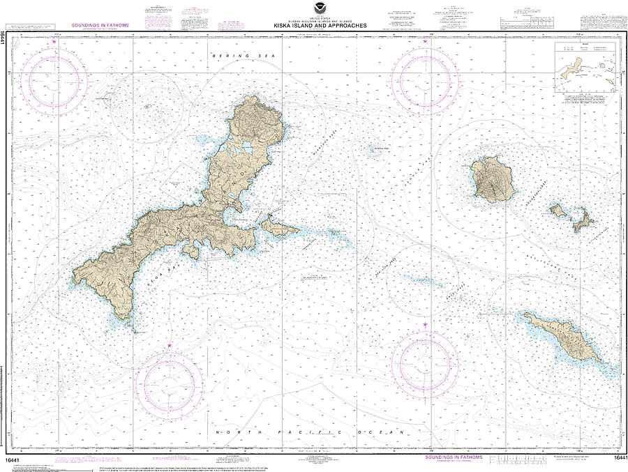 Nautical Chart-16441 Kiska Island-approaches Mixed Media by Sea Koast ...