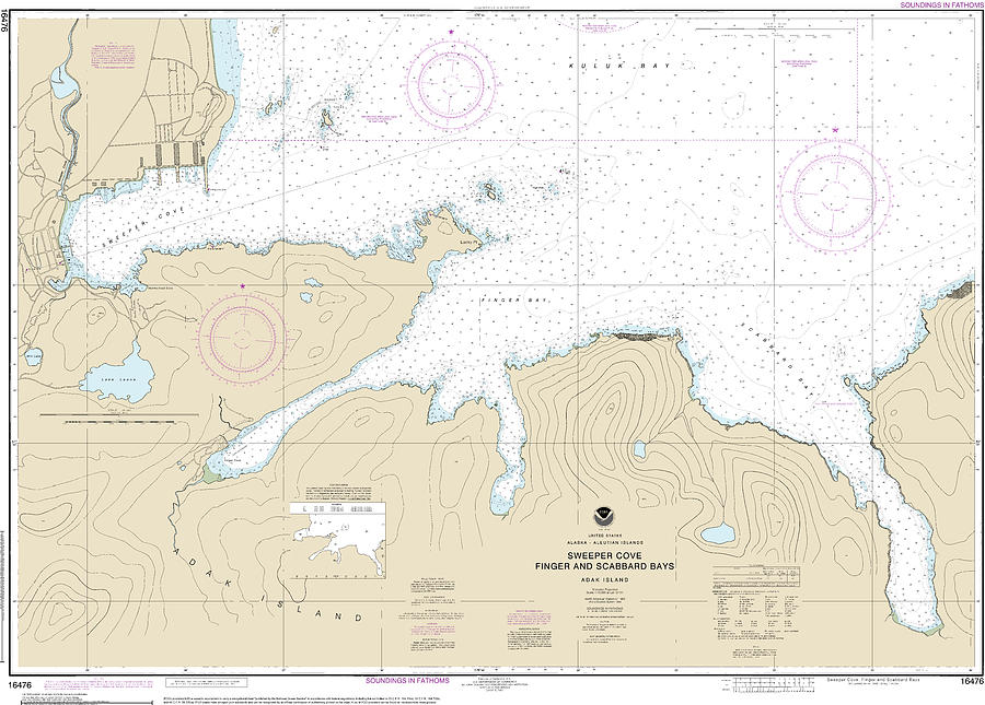 Nautical Chart-16476 Sweeper Cove, Finger-scabbard Bays Mixed Media by ...