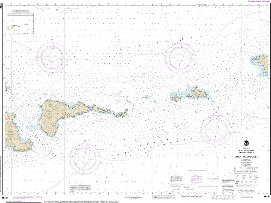 Nautical Chart-16484 Atka Island-chugul Island Atka Island Mixed Media ...