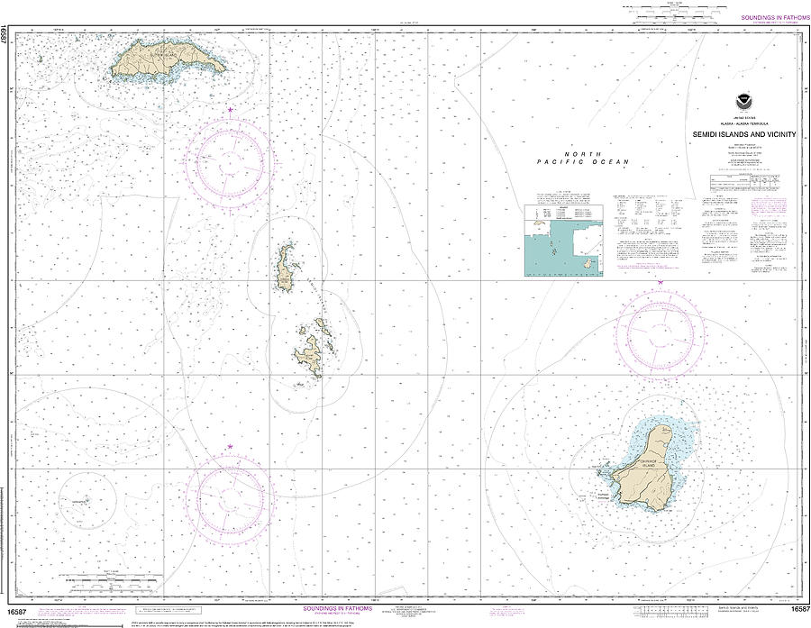 Nautical Chart-16587 Semidi Islands-vicinity Mixed Media by Bret ...