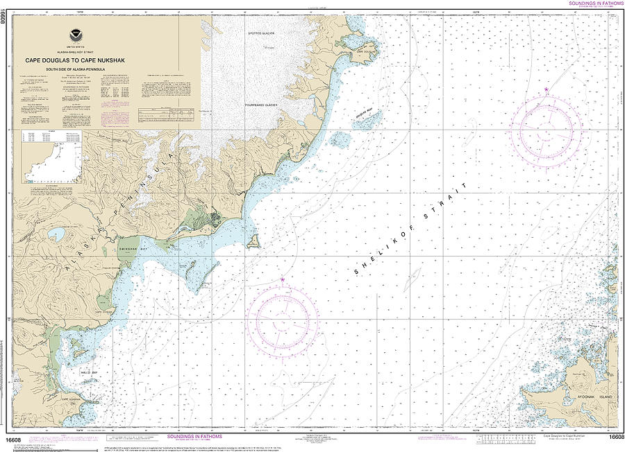 Nautical Chart-16608 Shelikof Strait-cape Douglas-cape Nukshak Mixed ...