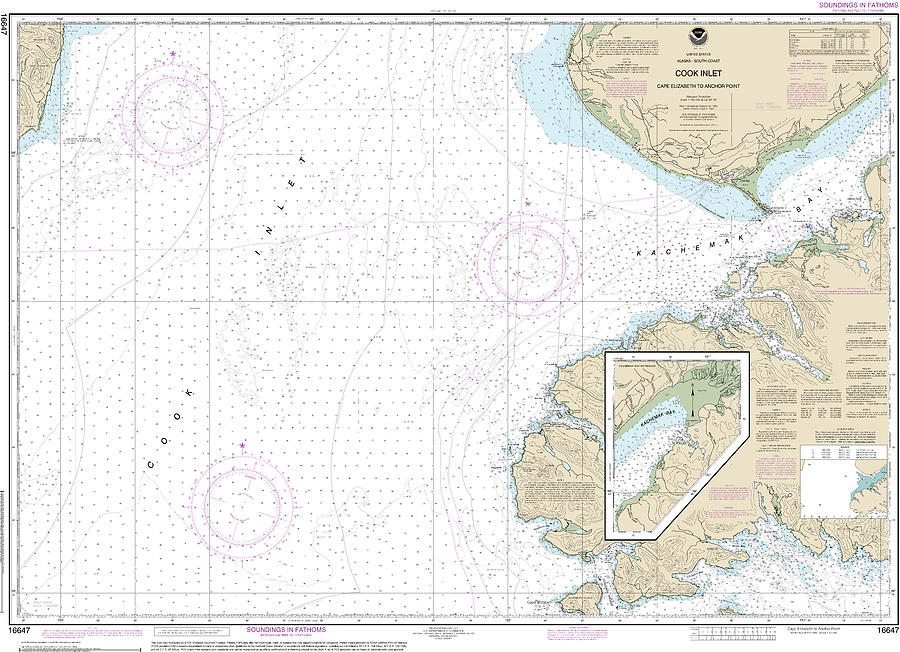 Nautical Chart 16647 Cook Inlet Cape Elizabeth Anchor Point Sea Koast 