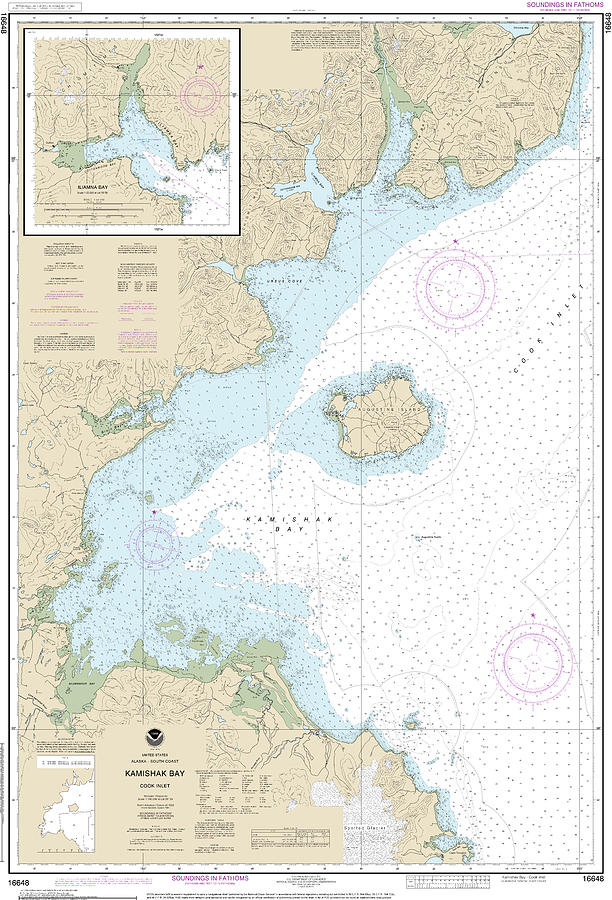 Nautical Chart-16648 Kamishak Bay, Lliamna Bay Mixed Media by Sea Koast ...