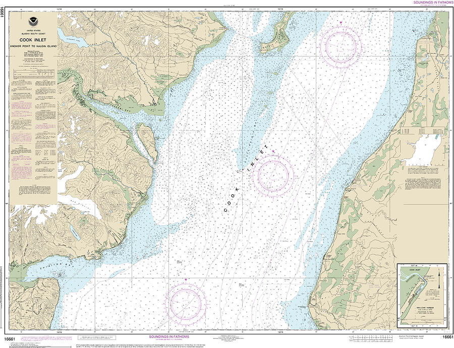 Nautical Chart-16661 Cook Inlet-anchor Point-kalgin Island, Ninilchik ...