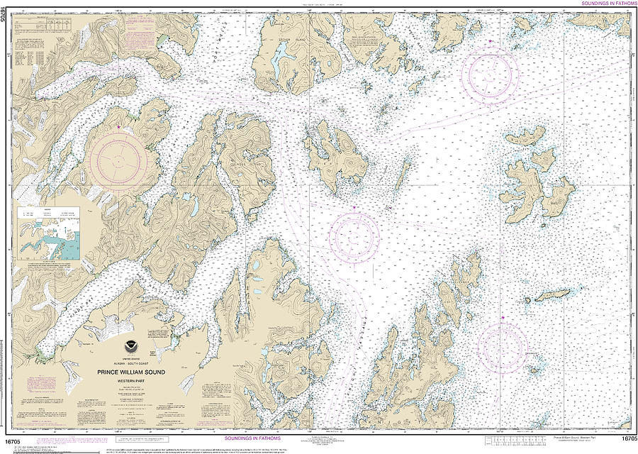 Nautical Chart-16705 Prince William Sound-western Part Mixed Media by ...