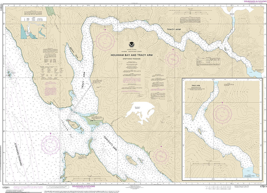 Nautical Chart-17311 Holkham Bay-tracy Arm - Stephens Passage Mixed ...