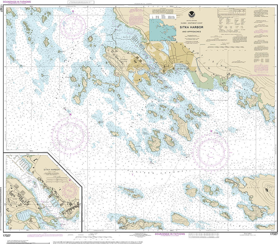 Nautical Chart Mixed Media - Nautical Chart-17327 Sitka Harbor-approaches, Sitka Harbor by Bret Johnstad