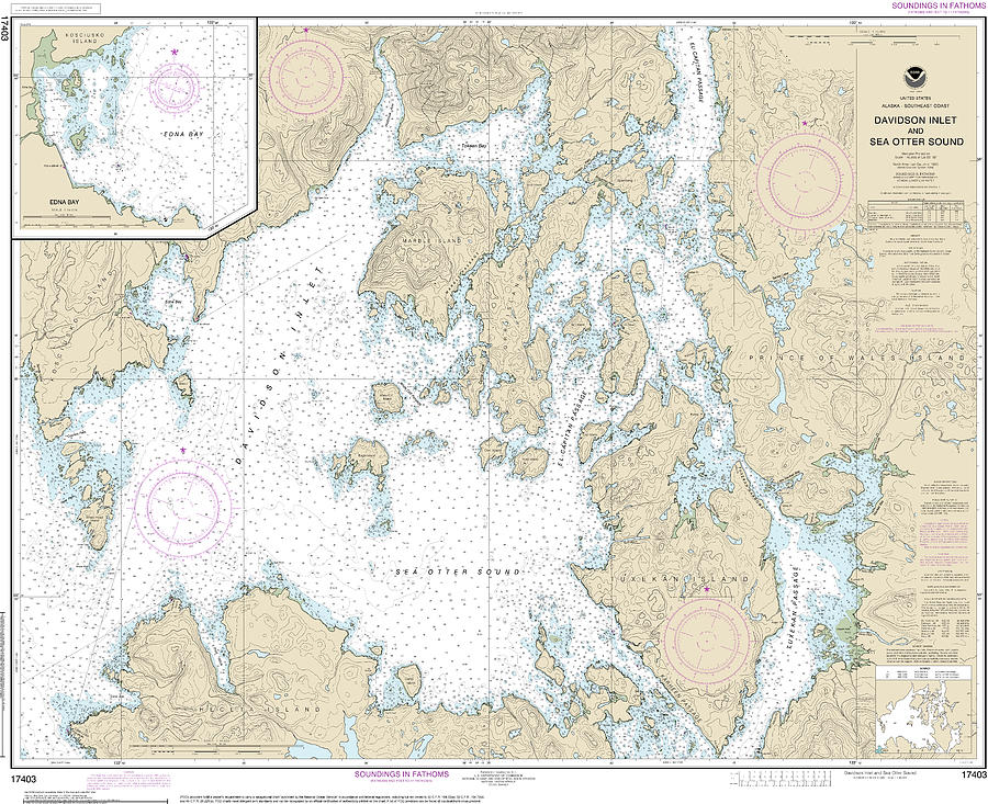 Nautical Chart Mixed Media - Nautical Chart-17403 Davidson Inlet-sea Otter Sound, Edna Bay by Bret Johnstad