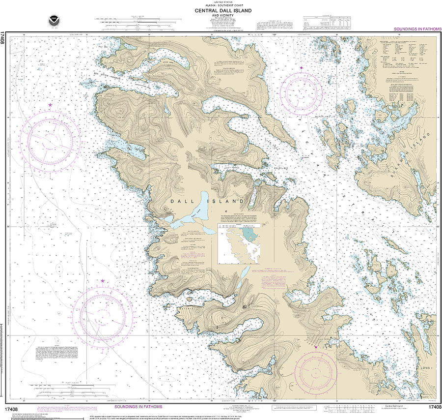 Nautical Chart-17408 Central Dall Island-vicinity Mixed Media by Sea ...