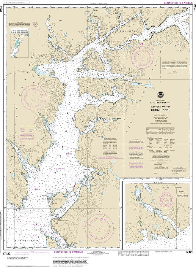 Nautical Chart-17422 Behm Canal-western Part, Yes Bay Mixed Media by ...