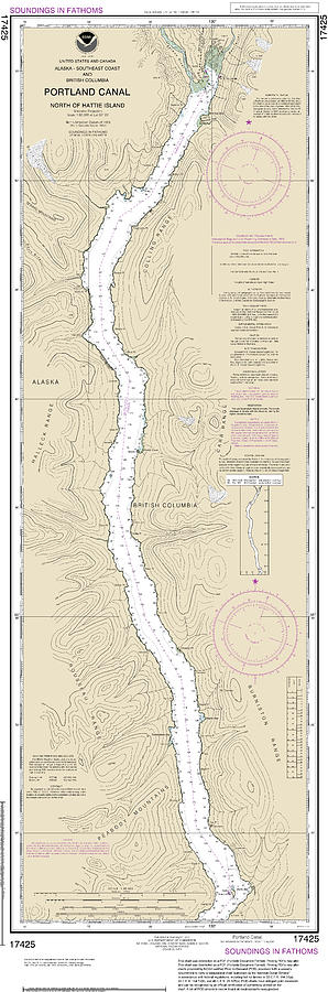 Nautical Chart-17425 Portland Canal-north-hattie Island Mixed Media by ...