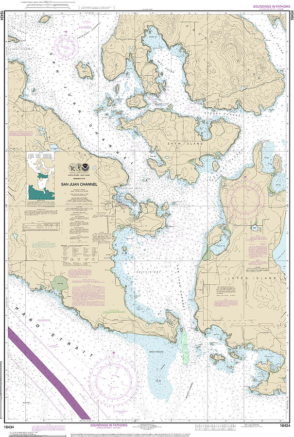 Nautical Chart-18434 San Juan Channel Mixed Media By Sea Koast 