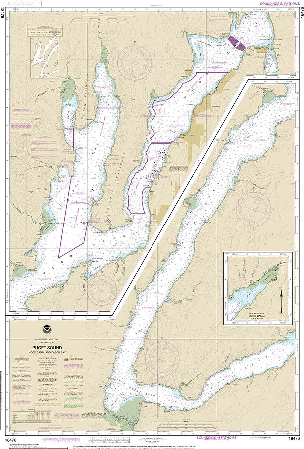 Nautical Chart-18476 Puget Sound-hood Canal-dabob Bay Mixed Media by ...