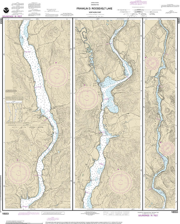 Nautical Chart-18553 Franklin D Roosevelt Lake Northern Part Mixed ...