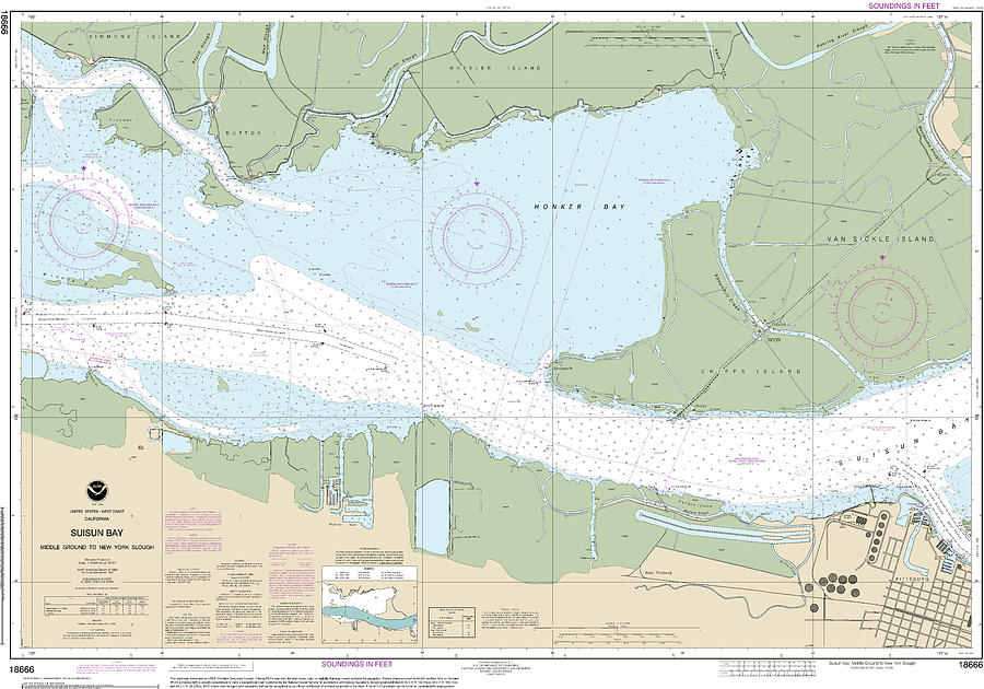 Nautical Chart Mixed Media - Nautical Chart-18666 Suisun Bay Middle Ground-new York Slough by Bret Johnstad