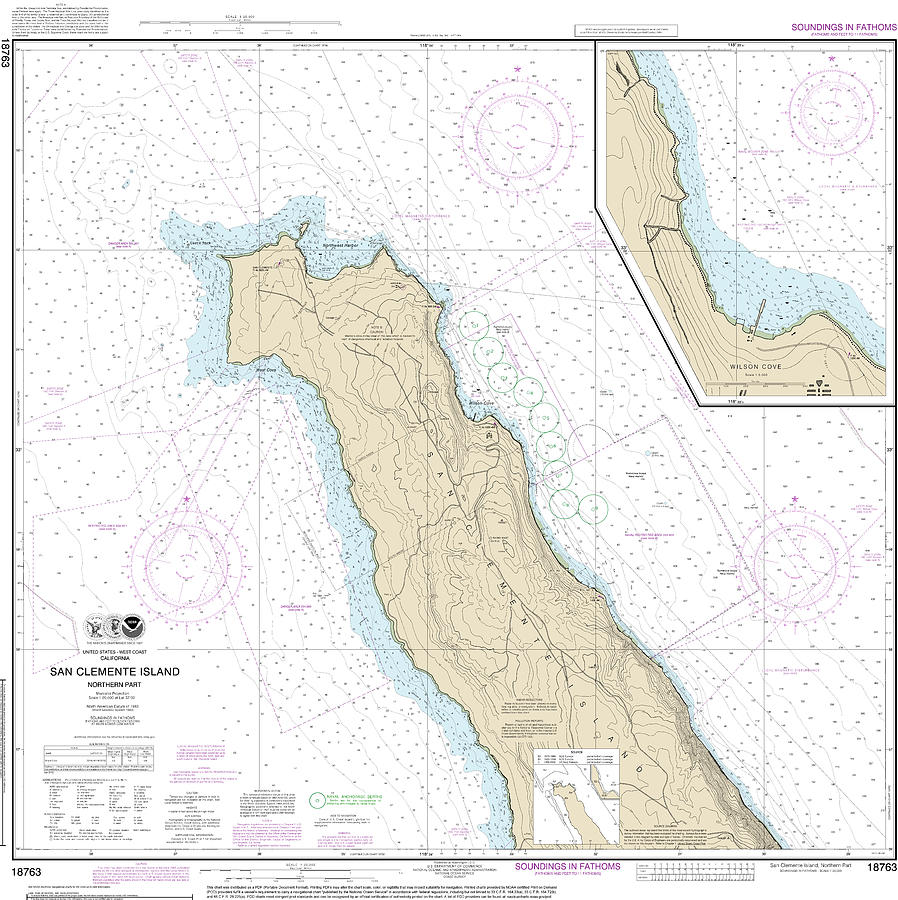 Nautical Chart-18763 San Clemente Lsland Northern Part, Wison Cove ...