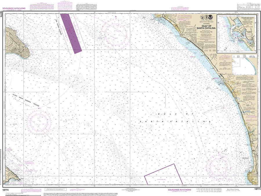 P8 Mixed Media - Nautical Chart-18774 Gulf-santa Catalina, Delmar Boat Basin-camp Pendleton by Bret Johnstad