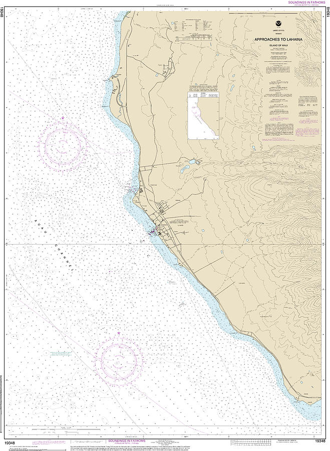 Nautical Chart19348 Approacheslahaina, Islandmaui Mixed Media by Sea